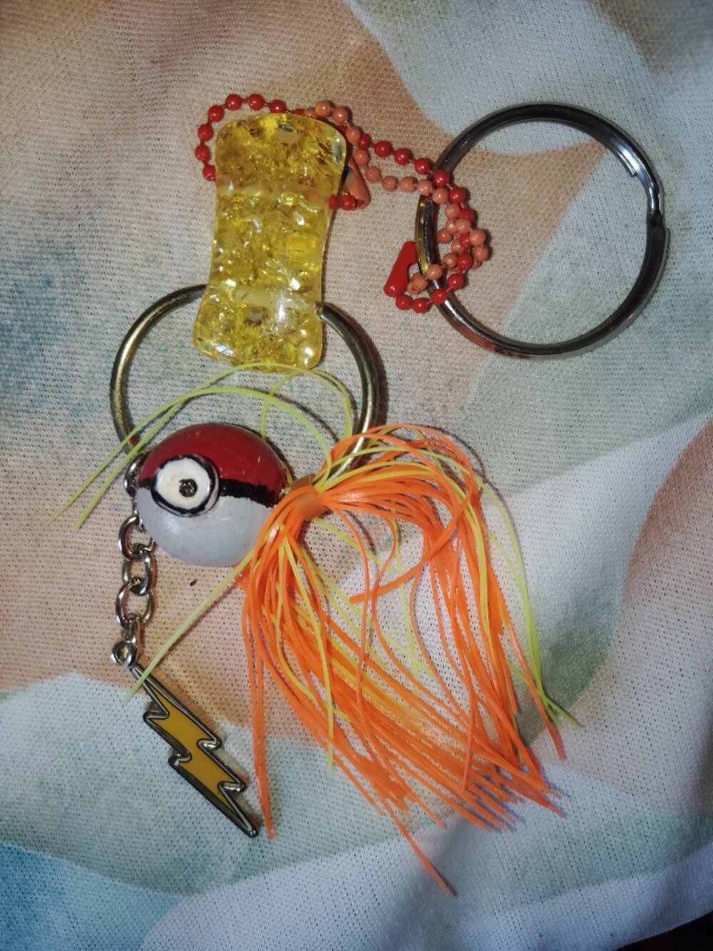 Handmade Pokémon Keychain Bag Backpack Charm Red White Black Orange Yellow Flame